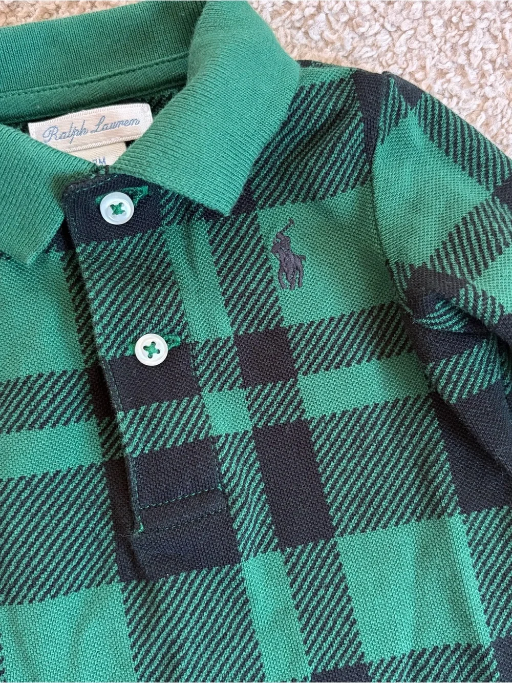 Baby Boys Plaid Cotton Mesh Polo Coverall 0/3